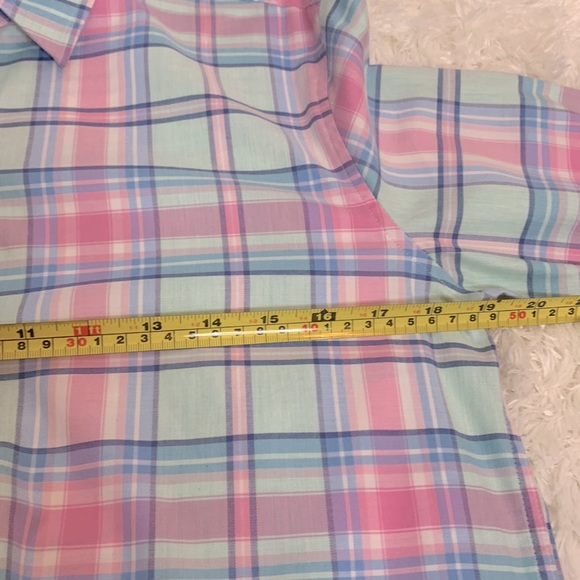 Southern Tide Hadley Pink & Blue Madras Plaid Button Up - Picture 15 of 16